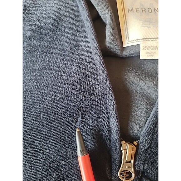 Merona Womens Track Suit 2pc Size 28W Black Velour Polyester Tie Pants Hood - Picture 9 of 16